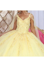 Load image into Gallery viewer, Layla K LK226 Detachable Mesh Cape Corset Yellow Quince Ball Gown - Dress
