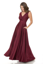 Load image into Gallery viewer, LA Merchandise LN5242 Stretchy Long Bridesmaids Dress W/ Side Pockets - BURGUNDY - Dress LA Merchandise