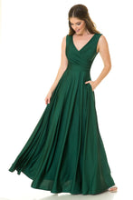 Load image into Gallery viewer, LA Merchandise LN5242 Stretchy Long Bridesmaids Dress W/ Side Pockets - HUNTER GREEN - Dress LA Merchandise
