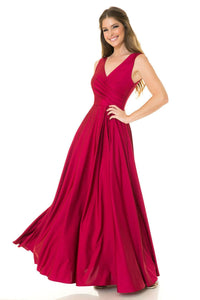 LA Merchandise LN5242 Stretchy Long Bridesmaids Dress W/ Side Pockets - SCARLET - Dress LA Merchandise