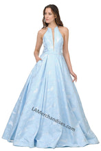 Load image into Gallery viewer, La Merchandise LAY8402 Long Halter Jacquard Ballgown with side pockets - - LA Merchandise
