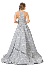 Load image into Gallery viewer, La Merchandise LAY8402 Long Halter Jacquard Ballgown with side pockets - - LA Merchandise