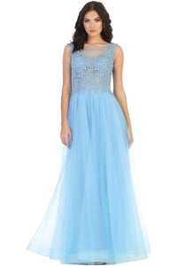 Long Pageant Dress - LA1716 - PERRY BLUE / 4
