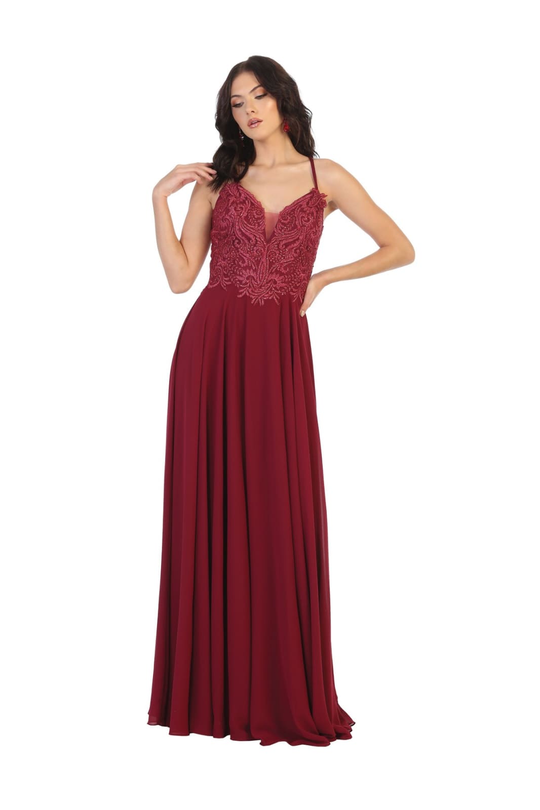 Long Prom Dress LA1750 - Burgundy / 4 - Dress
