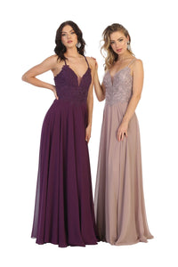 Long Prom Dress LA1750 - Eggplant / 4 - Dress