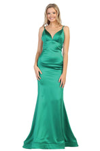 Load image into Gallery viewer, Long Satin Prom Dress LA1713 - Emerald Green / 16