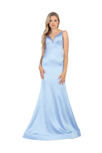 Load image into Gallery viewer, Long Satin Prom Dress LA1713 - Perry Blue / 16