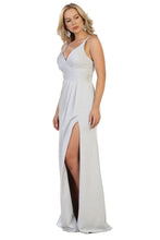 Load image into Gallery viewer, Shoulder straps pleated chiffon dress with high front slit- MQ1469