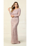 Load image into Gallery viewer, La Merchandise LA7906 Long Sleeve Mother of the Bride Gown - MAUVE - LA Merchandise