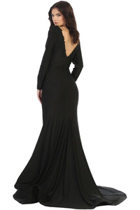 Long Sleeve Stretchy Evening Gown - LA1772
