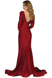 La Merchandise LA1772 Long Sleeve Stretchy Bodycon Evening Gown - - LA Merchandise