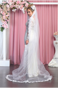 Long Sleeve Wedding Ivory Gown - Dress