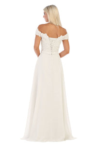LA Merchandise LA1601B Off The Shoulder Corset Ivory Wedding Gown - - LA Merchandise