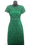 Load image into Gallery viewer, La Merchandise LA1106 Classic Short Sleeve Lace Knee Length MOB Dress - Emerald-Greeen - LA Merchandise