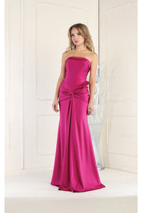 May Queen MQ1947 Simple Strapless Stretchy Dress - MAGENTA / 4 - Dress