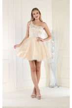 Load image into Gallery viewer, May Queen MQ1973 One Shoulder A-line Cocktail Dress - CHAMPAGNE / 4