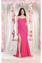 Load image into Gallery viewer, May Queen MQ1991 Sweep Train Bridesmaids Dress - FUCHSIA / 2 - Dress