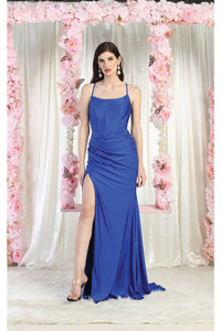May Queen MQ1991 Sweep Train Bridesmaids Dress - ROYAL BLUE / 2 - Dress