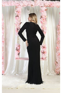 May Queen MQ1993 Long Sleeve Simple Evening Gown