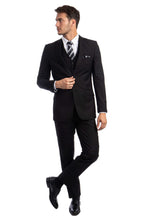 Load image into Gallery viewer, Men’s Solid 3pc Suit - LA231HSA - BLACK-01 / 34R/W28 - Mens 
