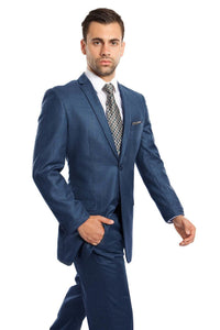 Mens Two Piece Ultra Slim Fit Sharkskin Suit - LA181SSA - BLUE - Mens Suits LA Merchandise