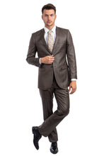 Load image into Gallery viewer, Mens Two Piece Ultra Slim Fit Sharkskin Suit - LA181SSA - COCOA - Mens Suits LA Merchandise