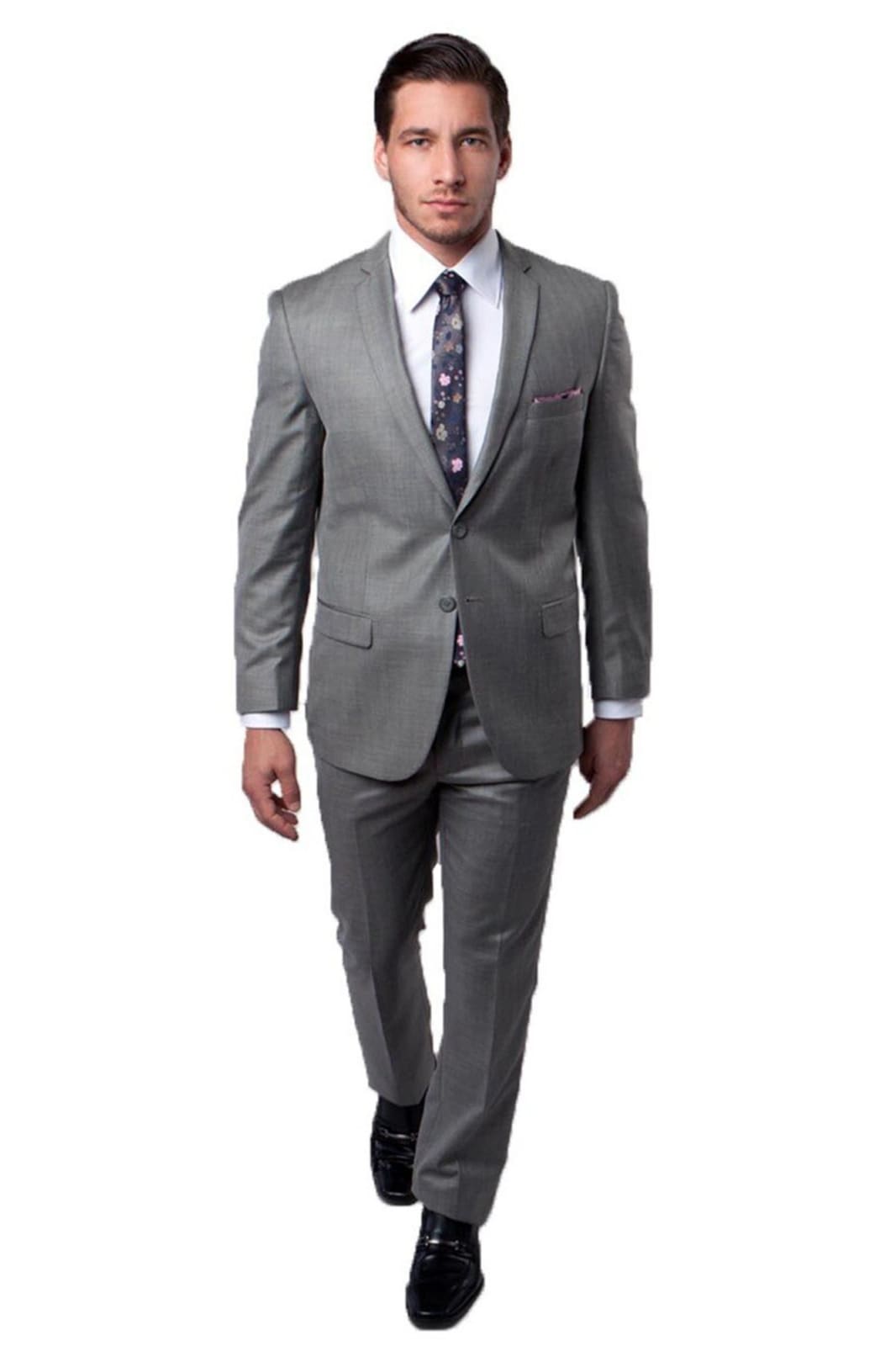 Mens Two Piece Ultra Slim Fit Sharkskin Suit - LA181SSA - EARTH TAN - Mens Suits LA Merchandise