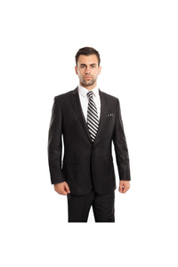 Mens Two Piece Ultra Slim Fit Solid Suit - Black 01 / US34S/W28 / EU44S/W38