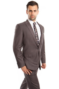 Mens Two Piece Ultra Slim Fit Solid Suit - Grey 04 / US36S/W30 / EU46S/W40