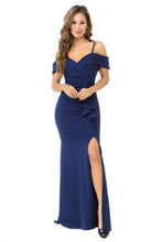 Load image into Gallery viewer, Red Carpet Off Shoulder Dress - LN5206 - NAVY BLUE - LA Merchandise