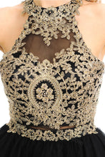 Load image into Gallery viewer, Metallic lace applique &amp; rhinestones short mesh dress- LN8015 - - LA Merchandise
