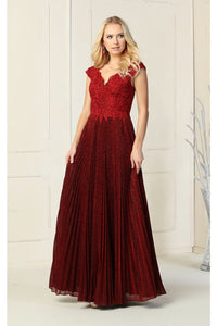 Mother Of The Bride Long Gown - LA1836 - BURGUNDY - LA Merchandise