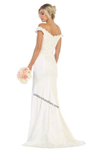 Load image into Gallery viewer, Off shoulder embroidery &amp; rhinestone long Ity bridal dress- LA1675B - - LA Merchandise