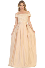 Load image into Gallery viewer, Off Shoulder Evening Gown with Pockets - LA1762 - CHAMPAGNE 