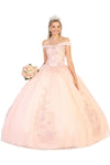 Load image into Gallery viewer, LA Merchandise LA136 Quinceanera Off Shoulder Floral Corset Ball Gown - BLUSH - LA Merchandise