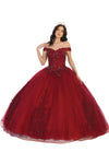 Load image into Gallery viewer, LA Merchandise LA136 Quinceanera Off Shoulder Floral Corset Ball Gown - BURGUNDY - LA Merchandise