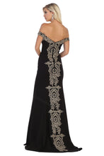 Load image into Gallery viewer, Off shoulder lace appliques &amp; rhinestone long Ity dress- 