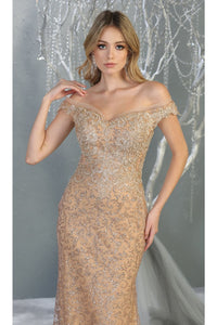 Off Shoulder Long Formal Gown - LA7879 - - Dress LA Merchandise