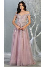 Load image into Gallery viewer, Off shoulder long mother of bride gown - LA7850 - Mauve / 4