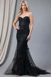 Load image into Gallery viewer, La Merchandise LAA7024 Long Strapless Mermaid Embroidered Dress - BLACK - LA Merchandise