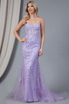 Load image into Gallery viewer, La Merchandise LAA7024 Long Strapless Mermaid Embroidered Dress - LILAC - LA Merchandise