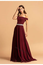 Load image into Gallery viewer, Off shoulder rhinestone long Ity dress- L302