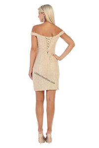 Off shoulder short lace dress- MQ1597