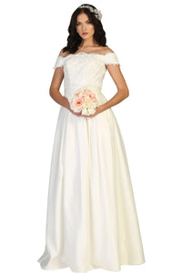 Off Shoulder Wedding Evening Gown - LA1762 - IVORY / 4