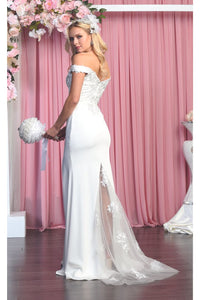 Off Shoulder Ivory Bridal Gown - LA7914B - - Dress LA Merchandise