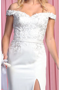 Off Shoulder Ivory Bridal Gown - LA7914B - - Dress LA Merchandise