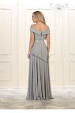 Load image into Gallery viewer, Off shoulders lace &amp; rhinestone long chiffon dress- MQ1540