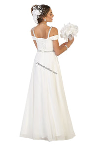 Off shoulders rhinestone chiffon bridal dress- LA1515B - - LA Merchandise