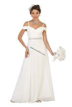 Load image into Gallery viewer, Off shoulders rhinestone chiffon bridal dress- LA1515B - Ivory - LA Merchandise