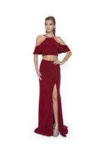 Load image into Gallery viewer, Off shoulders top &amp; long Ity skirt with front slit- JT662 - 